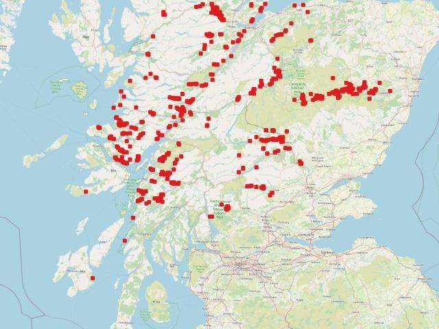 Map of Pearl-bordered Fritillary in Scotland